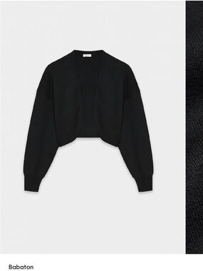 Babaton Black Decision Shrug- Cropped Open-Front Women’s knit Sweater